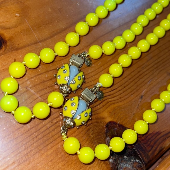 JCrew yellow beaded necklaces (2) with ladybug clasp - Picture 7 of 12